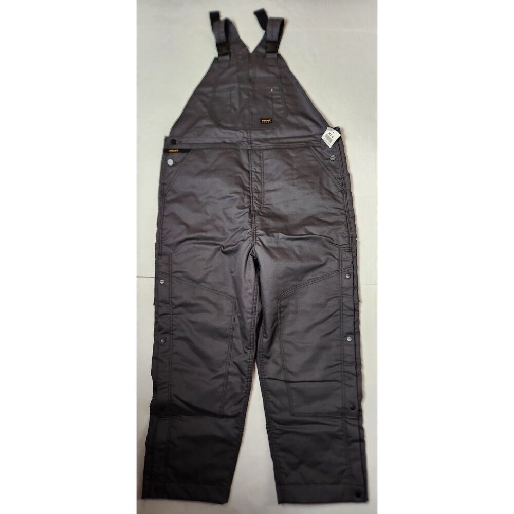 Ariat Rebar Men’s DuraCanvas Stretch Insulated Bib Overalls XL Short Grey